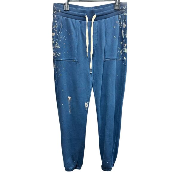Raquel Allegra Cropped Painter Sweat pant in Blue NWT Size Small - Picture 1 of 4